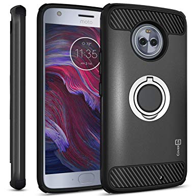 Moto X4 Case, CoverON Premium RingCase Phone Cover with Grip Ring and Carbon Fiber Design for Motorola Moto X4 2017 - Black