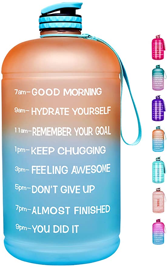 Venture Pal Large 128oz/74oz Leakproof BPA Free Fitness Sports Water Bottle with Motivational Time Marker to Ensure You Drink Enough Water Throughout The Day