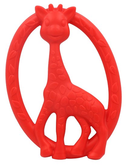 AILAMS Giraffe Baby Teether Ring,Food Grade Silicone BPA FreeFDA approved,toddlers Teething Toy (Red )