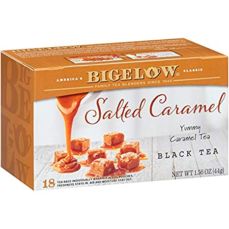 Bigelow Salted Caramel Black Tea Bags, 18 Count Box (Pack of 6) Caffeinated Black Tea, 120 Tea Bags Total