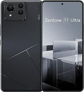 ASUS Zenfone 11 Ultra AI Smartphone, Android Unlocked, 12GB 256GB, US Version, 6.78” FHD  AMOLED 120Hz Fast Display, 26-Hour Battery with 5500mAh, Stabilized Triple Camera, 5G Dual SIM, Eternal Black