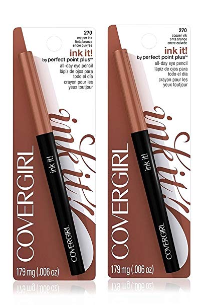 2pcs COVERGIRL Ink It! By Perfect Point Plus Waterproof Eyeliner Copper Ink 270, .006 oz