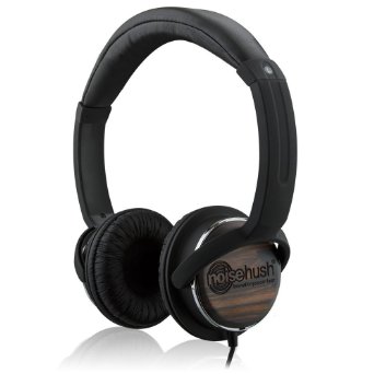 NoiseHush 3.5mm Stereo Headphones with In-line Mic for Smartphones - Retail Packaging - Black/Wood