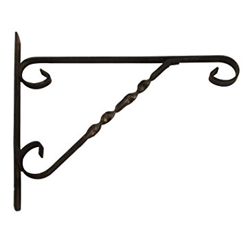 Amagabeli 12" by 10" Twist Hook, Black, Wrought Iron Wall Hooks for Bird Feeders, Planters, Lanterns, Wind Chimes, As Wall Brackets and More!