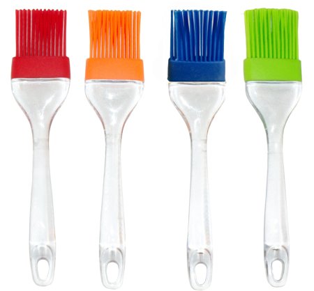 Silicone Basting Pastry & Bbq Brush, Set of 4, Colorful