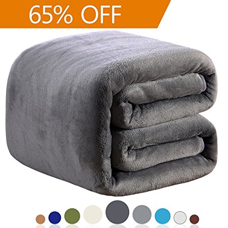 350GSM Fleece Blankets Twin Size for The Bed Warm Sofa Blanket 66" x 90"(Dark Grey Twin)