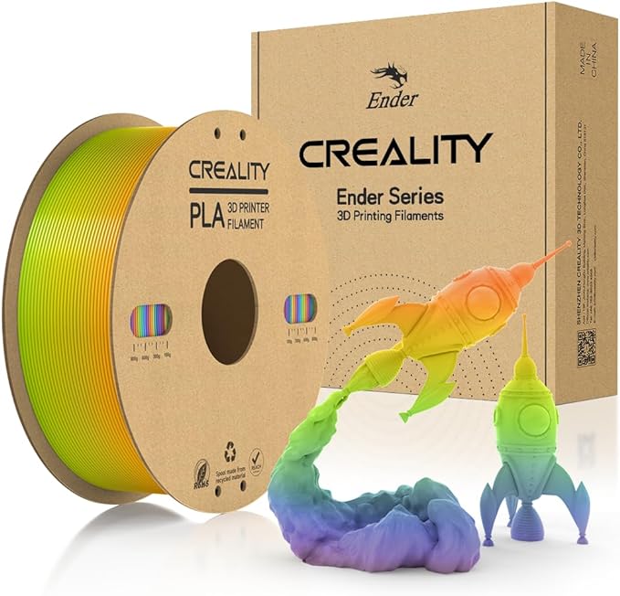 Official Creality 3D Printer Filament, PLA Filament 1.75mm Cardboard Spool Smooth Printing Less-Tangle Dimensional Accuracy  /- 0.02mm 1kg/Roll(2.2lbs) Fit for Most FDM 3D Printers (Colorful)