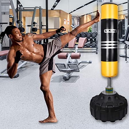 U'king Free Standing Punch Bag, Heavy Duty Punching Bag with Strong Suction Base for Kick Boxing Martial Ats Excellent Dummy for Boxing MMA Training - Free Stand Kickboxing Bags Kick Punch Bag