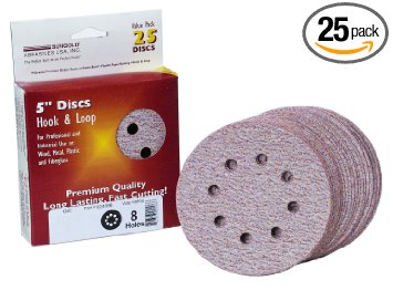 Sungold Abrasives 024196 5-Inch by 8 Hole 600 Grit Premium Plus C Weight Paper Hook and Loop Discs, 25-Pack