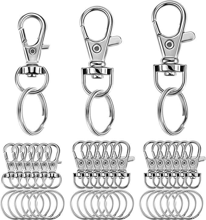 Keychain Key Chain Rings Clips Swivel Bulk, YHYZ Swivel Lanyard Snap Hooks ( Lobster Claw Clasp ) with Rings, for Keychain Crafts Resin Projects, Lanyard, Bag, Purse,Tag (S, M, L)