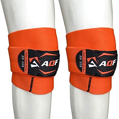 AQF Knee Wraps Weight Lifting Bandage Straps Guard Pads Powerlifting MultiColour