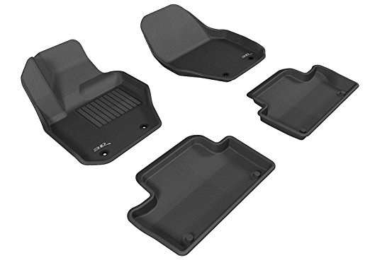 3D MAXpider Complete Set Custom Fit All-Weather Floor Mat for Select Volvo XC60 Models - Kagu Rubber (Black)