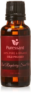 Puressant 100% Pure and Organic Red Raspberry Seed Oil Refined Cold Pressed w/Euro Dropper