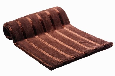 HS Coral Throw Blanket, Twin,Queen, King, Soft All Seasons Blankets, Satin Stripe, Chocolate Brown Fleece Bedding Blanket, Best Gifts for Women