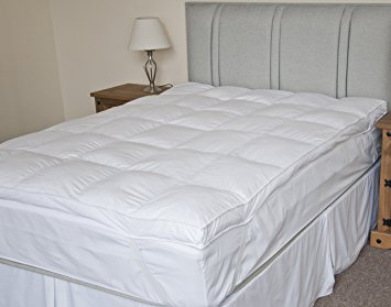 Bedding Direct UK - Double Size Luxury Extra Thick Duck Feather Mattress Topper 100% Cotton Cambric Box Constructed Case