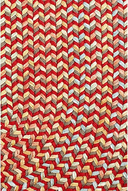 Super Area Rugs Confetti Braided Rug Traditional Rug, Brilliant Red, 2' X 4' Runner