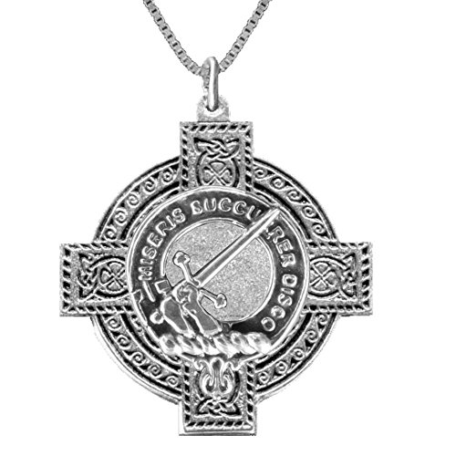 MacMillan Scottish Clan Crest Celtic Cross Pendant CLP04 - Sterling Silver