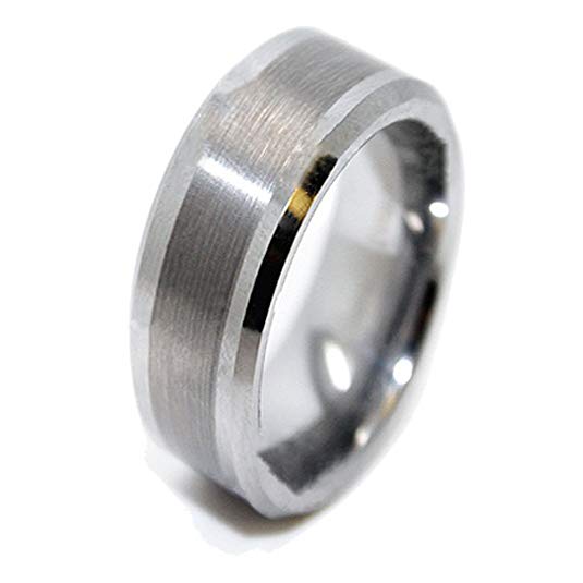 8mm Solid Tungsten Carbide Center Great Satin Ring Mens Wedding Bands Available in Sizes 5-17