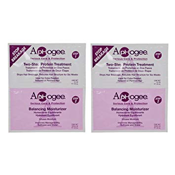 ApHogee Two-Step Protein Treatment 1oz & Balancing Moisturizer 0.75oz Packet "Pack of 2"
