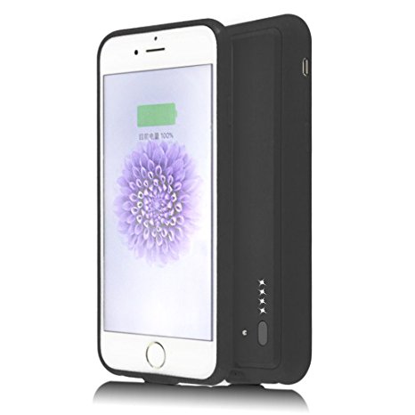 iPhone 6 Plus 6S Plus Battery Case 2800mAh Capacity Rechargeable Extended Portable Power Bank Charger Charging Case Backup Pack Cover for Apple Cellphone 5.5 inches Black