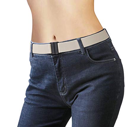 No Show Women Stretch Belt Invisible Elastic Web Strap Belt with Flat Buckle for Jeans Pants Dresses