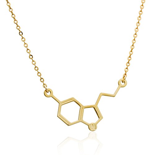 Serotonin molecule necklace, 14k gold filled necklace jewelry 14k gold filled pendant necklace handmade jewelry chemistry jewelry