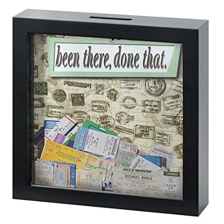 Been There Done That 7 x 7 Black Wood Framed Shadow Box Ticket Stub Holder