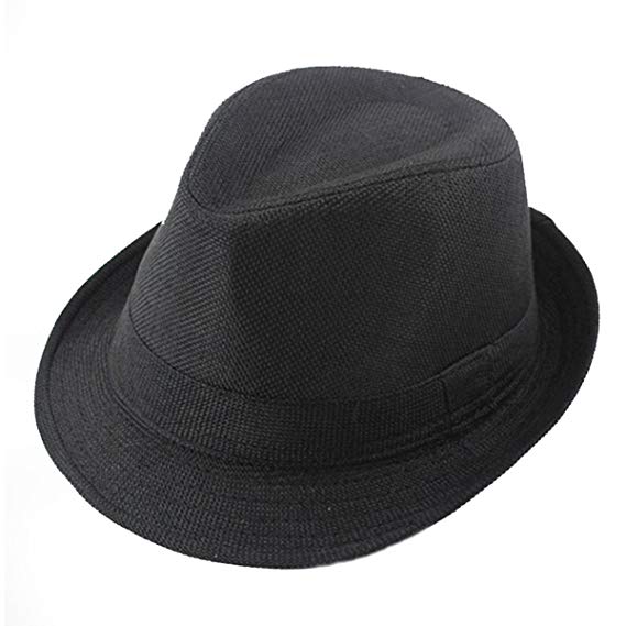 LKXHarleya Kids Linen Fedora Hats Short Brim Panama Sun Hat Jazz Trilby Cap