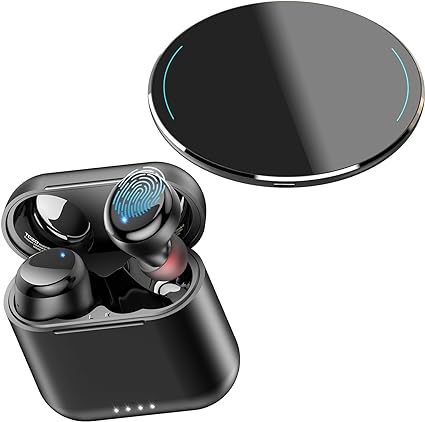 TOZO T6 Wireless Earbuds Bluetooth 5.3 Headphones, Ergonomic Design in-Ear Headset W1 Wireless Charger, 10W Qi-Certified Fast Charging Pad