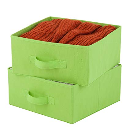 Honey-Can-Do 2-Pack Non-Woven Storage Drawers with Handles, Lime Green