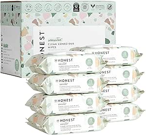 The Honest Company Clean Conscious Unscented Wipes | Over 99% Water, Compostable, Plant-Based, Baby Wipes | Hypoallergenic for Sensitive Skin, EWG Verified | Geo Mood, 648 Count