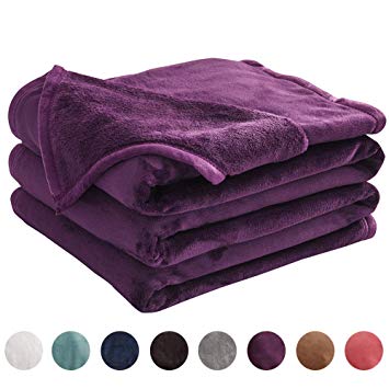 LIANLAM King Size Fleece Blanket Lightweight Super Soft and All Season Warm Fuzzy Plush Cozy Luxury Bed Blankets Microfiber (Purple, 104"x90")