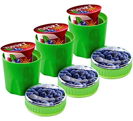 Fit & Fresh Chilled Snack Container, Reusable, BPA-Free, Leak-Proof, On-the-Go Dry Snack Storage, Freezable - Pack of 3
