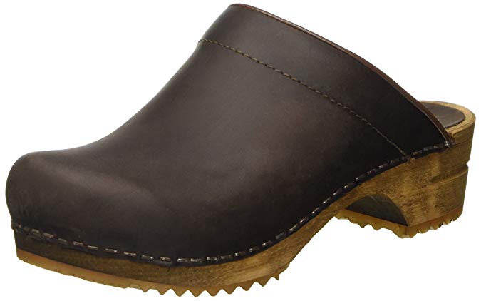 Sanita Women's Wood Classic Open Back Antique Brown Oiled Clog