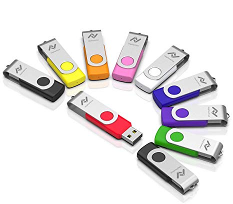 10 X 16GB USB2.0 Flash Drive in Bulk Thumb Drives Jump Drive Memory Drive Zip Drive with LED Light(10Pack,Multicoloured)