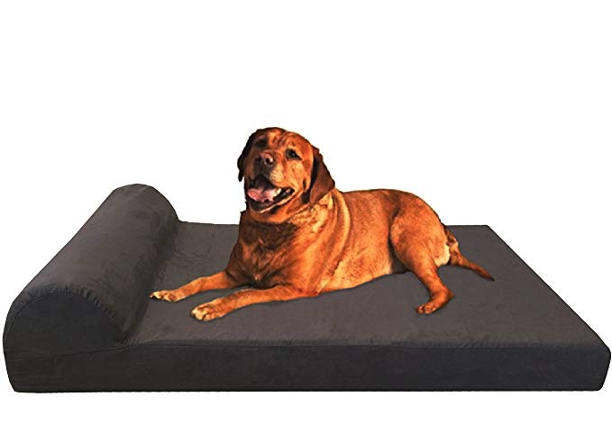 Dogbed4less Premium Extra Large Head Rest Orthopedic Cooling Memory Foam Dog Bed with Waterproof Internal Case and Durable Washable External Cover for Large to XL Pet