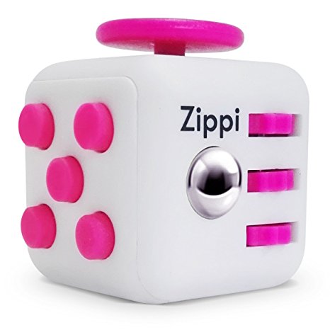 Best Fidget Cube by Zippi. Prime toy. reduce anxiety and Stress Relief for Autism, ADD, ADHD & OCD. (Pink White)