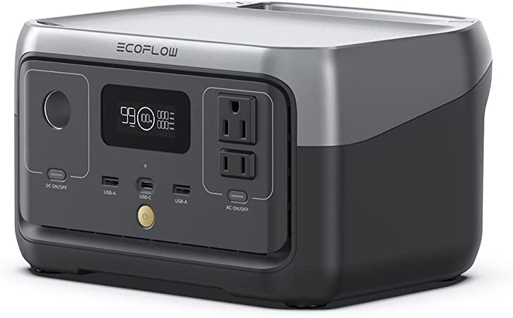 EF ECOFLOW Portable Power Station River 2, 256Wh LiFeP04 Battery/ 1 Hour Fast Charging, 2 Up to 600W AC Outlets, Solar Generator (Solar Panel Optional) for Outdoor Camping/RVs/Home Use