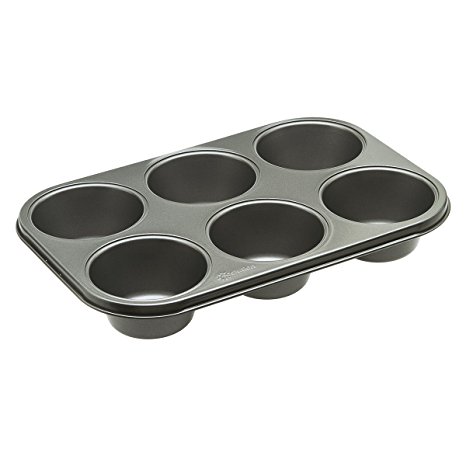 Ecolution Bakeins XL 6 Cup Muffin and Cupcake Pan – PFOA, BPA, and PTFE Free Non-Stick Coating – Heavy Duty Carbon Steel – Dishwasher Safe – Gray – 12.375” x 8.25” x 2”