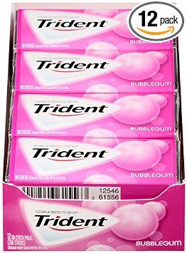 Trident Sugar Free Gum (Bubblegum, 18-Piece, 12-Pack)