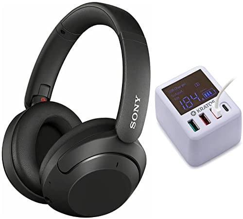 Sony WH-XB910N Extra Bass Noise Cancelling Headphones (Black) with Kratos Power 40W 4-Port Charger Bundle (2 Items)