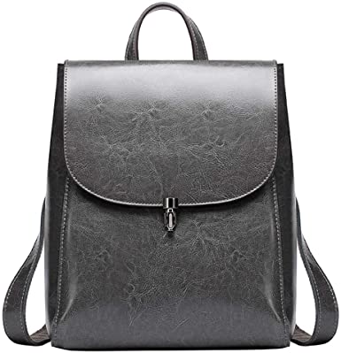 Heshe Women’s Leather Backpack Casual Style Flap Backpacks Daypack for Ladies