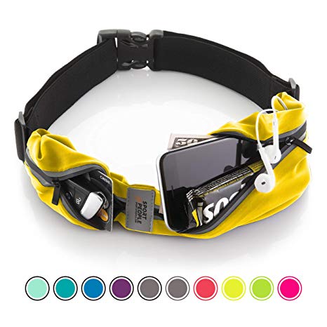 Sport2People Running Belt USA Patented - Hands-Free Workout Fanny Pack - iPhone X 6 7 8 Plus Buddy Pouch for Runners - Freerunning Reflective Waist Pack Phone Holder - Fitness Gear Accessories