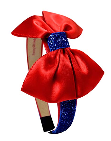 Snow White Inspired Sparkling Glitter Bow Headband (Red)
