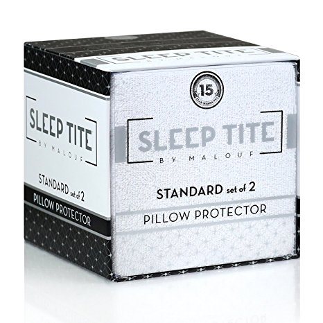 Sleep Tite Hypoallergenic 100% Waterproof Pillow Protector- 15-Year Warranty - Set of 2 - Standard