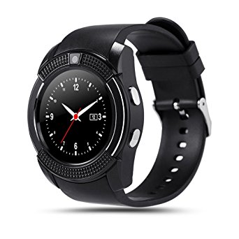TDH Bluetooth Smart Watch with SIM Card Slot for Android and IOS Smartphone (Black)