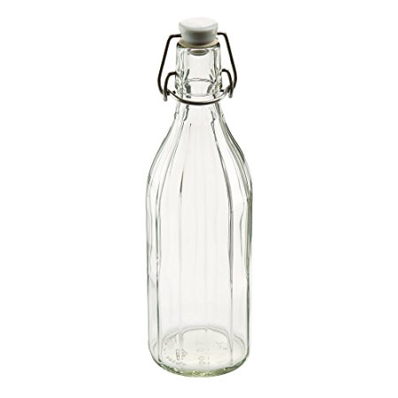 Leifheit 03180 Reusable Glass Bottle with Shackle Lock Stopper | Clear