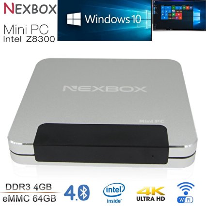Nexbox Mini PC Box Wintel T9 Intel Quad Core,4 GB Ram, 64 SSD, Atom x5 z8300 Processor,Bluetooth 4.0,WiFi 2.4G,4K Ultra HD Loaded with Activated Windows 10 Pocket PC