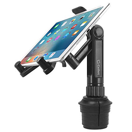 Cellet Universal 360 Adjustable Cup Holder Tablet Automobile Mount Cradle Compatible with Apple IPad Pro 12.9 IPad 9.7-inch Air 2019 IPad Mini 4, Samsung Galaxy Tab S4 S5e Surface Go/Pro 6. (PHC670M)