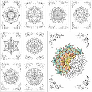 Zonon 40 Pieces Self Coloring Postcards Mandala Postcards Coloring Postcards for Family, Friends Christmas Birthday Party Favor